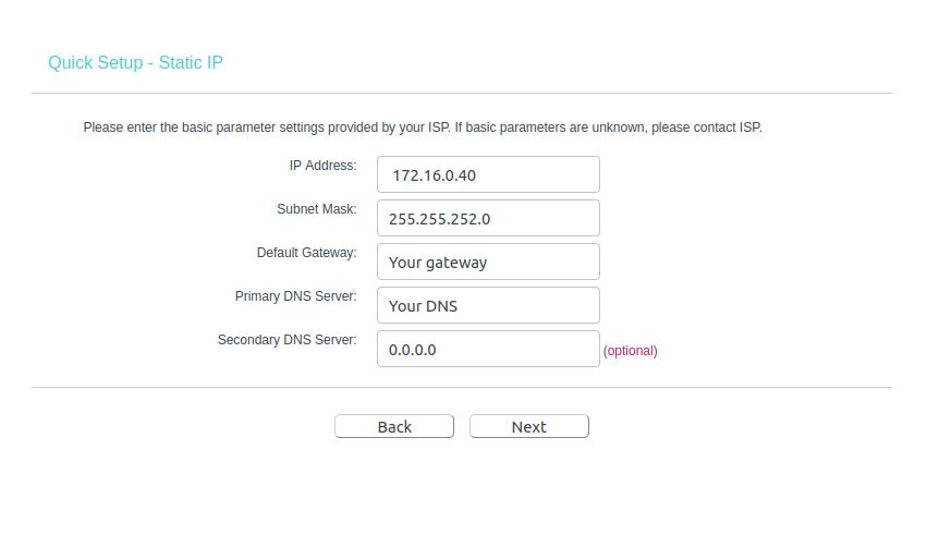 IP configuration on router