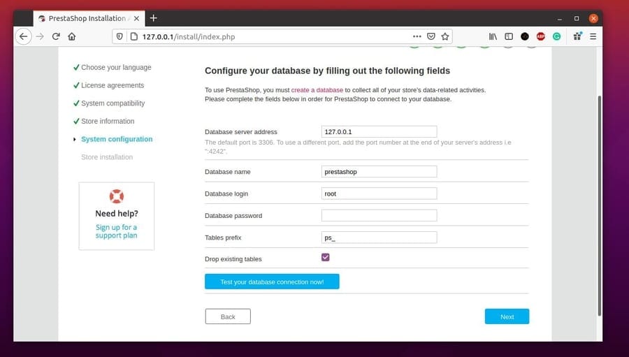 DB and localhost setting