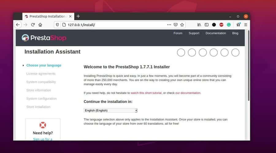 Prestashop on Linux localhost