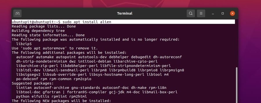 Install Alien tool