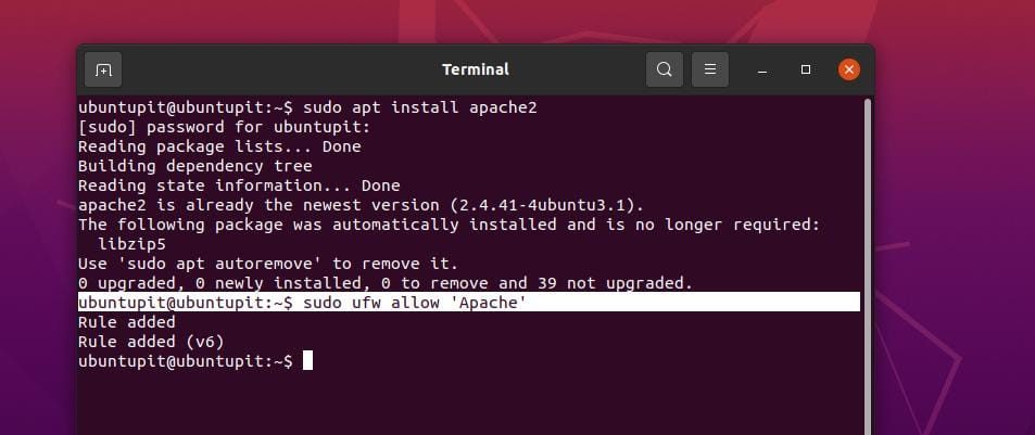 apache and UFW on Ubuntu