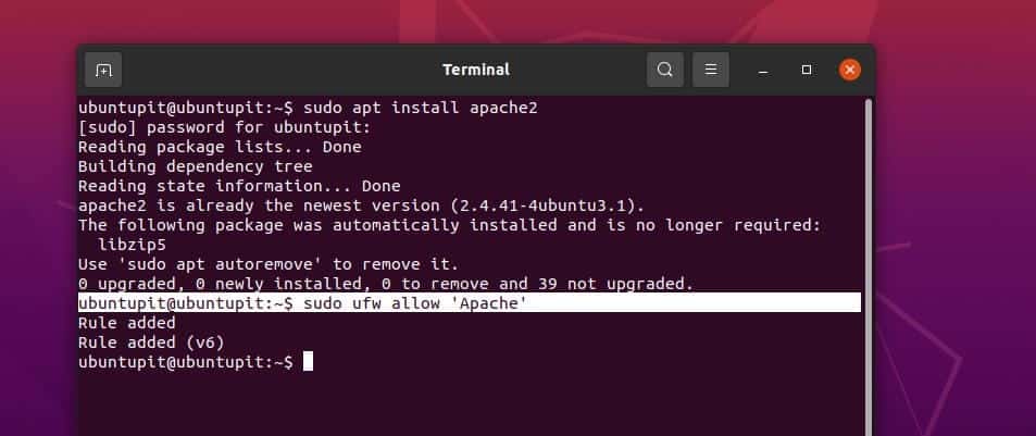 apache and UFW on Ubuntu