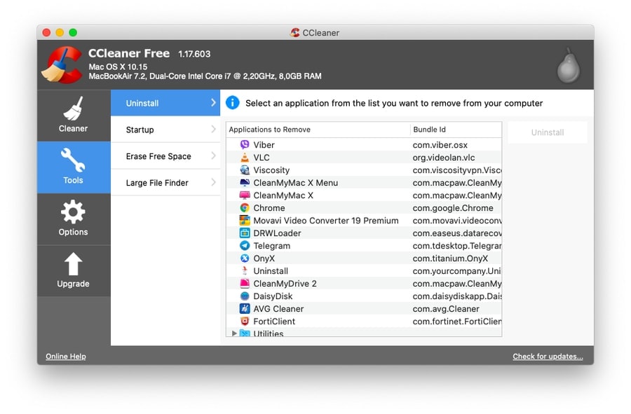 ccleaner - best apps to clean Mac