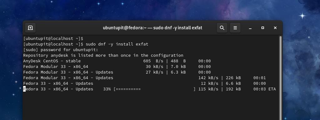 exfat on fedora