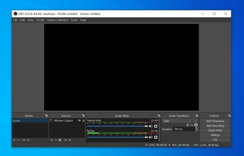 obs_studio - screen recording software for Windows
