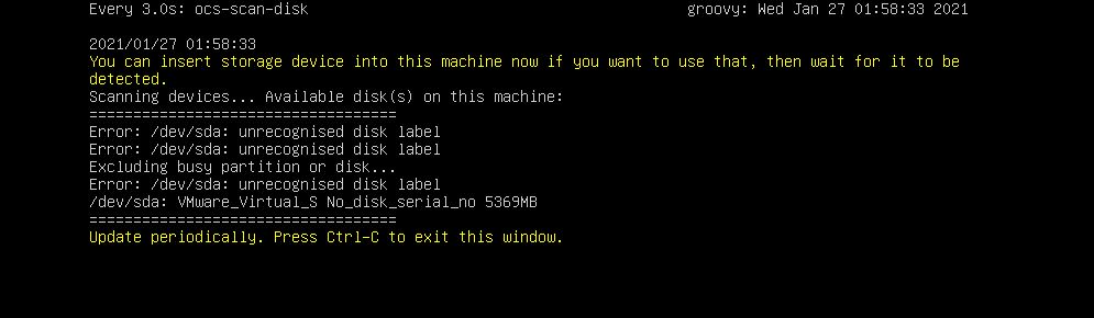 scan disk Backup Linux Disk Using Clonezilla