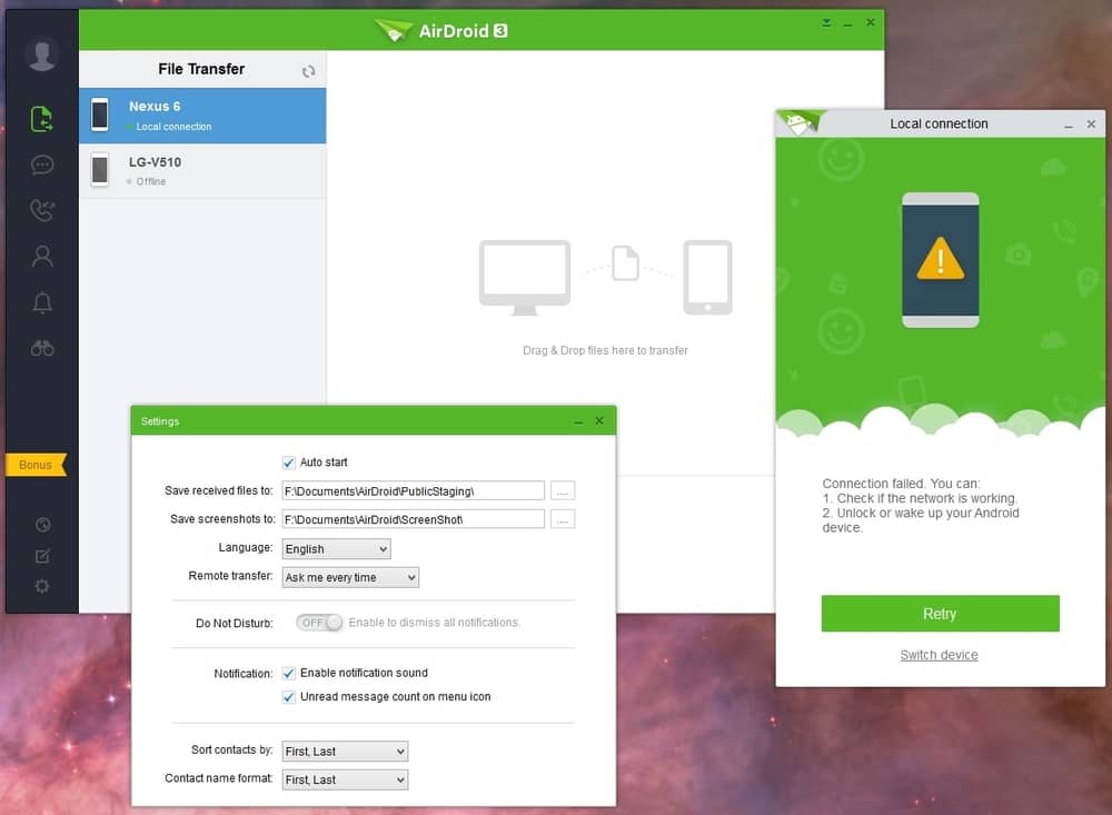 AirDroid File Transfer Apps for PC