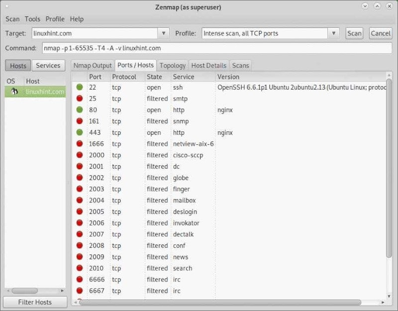 Zenmap - Linux port scanners