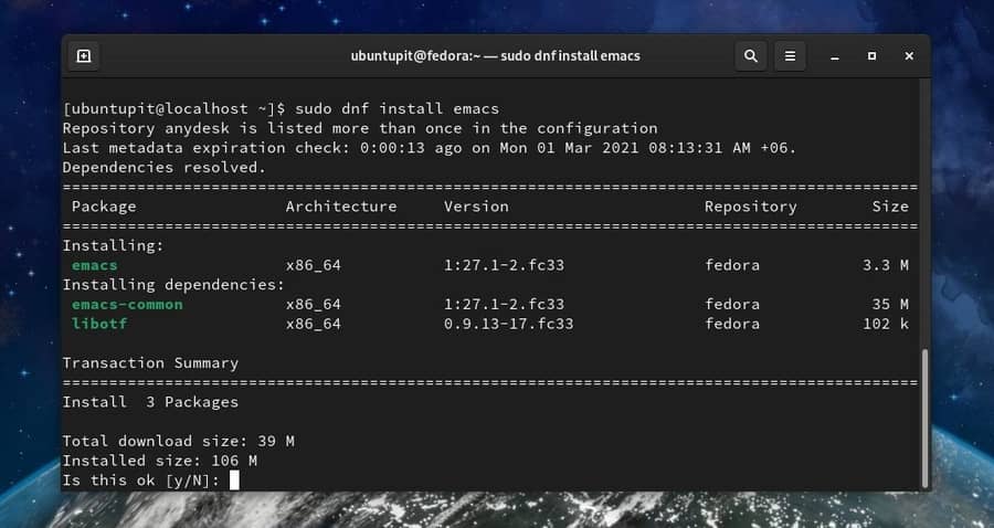 installer emacs sur Red Hat Linux