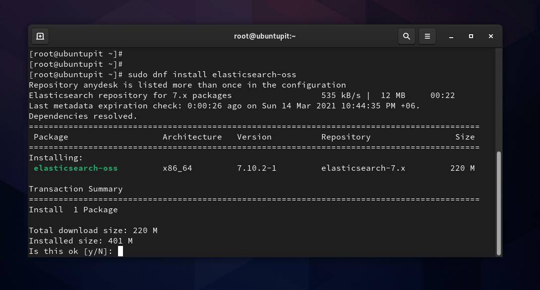 DNF install Elasticsearch on Fedora Linux