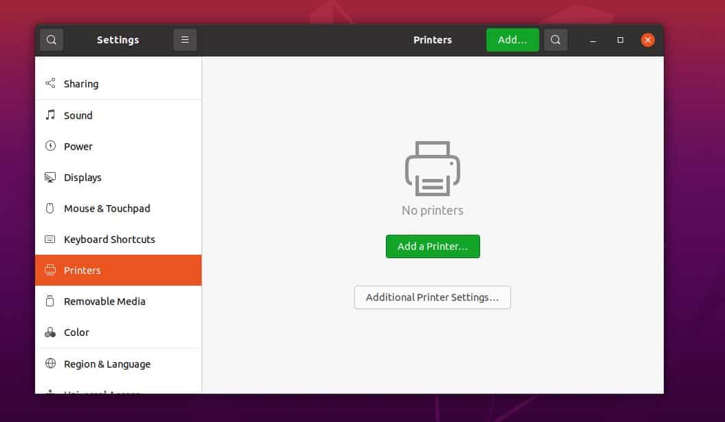 add printer on Ubuntu GUI