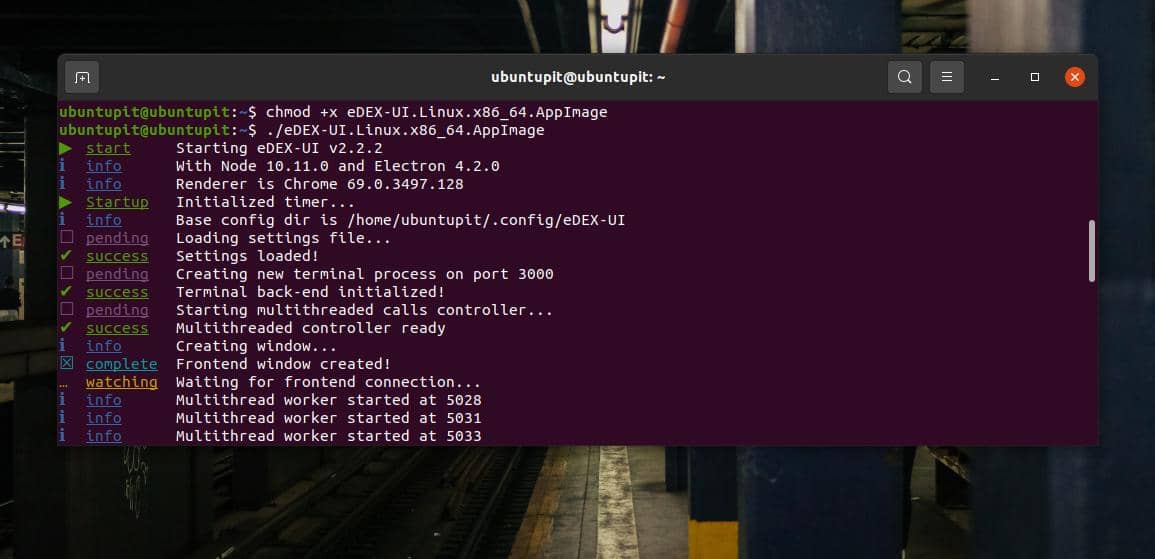 Émulateur de terminal eDEX-UI sur Ubuntu