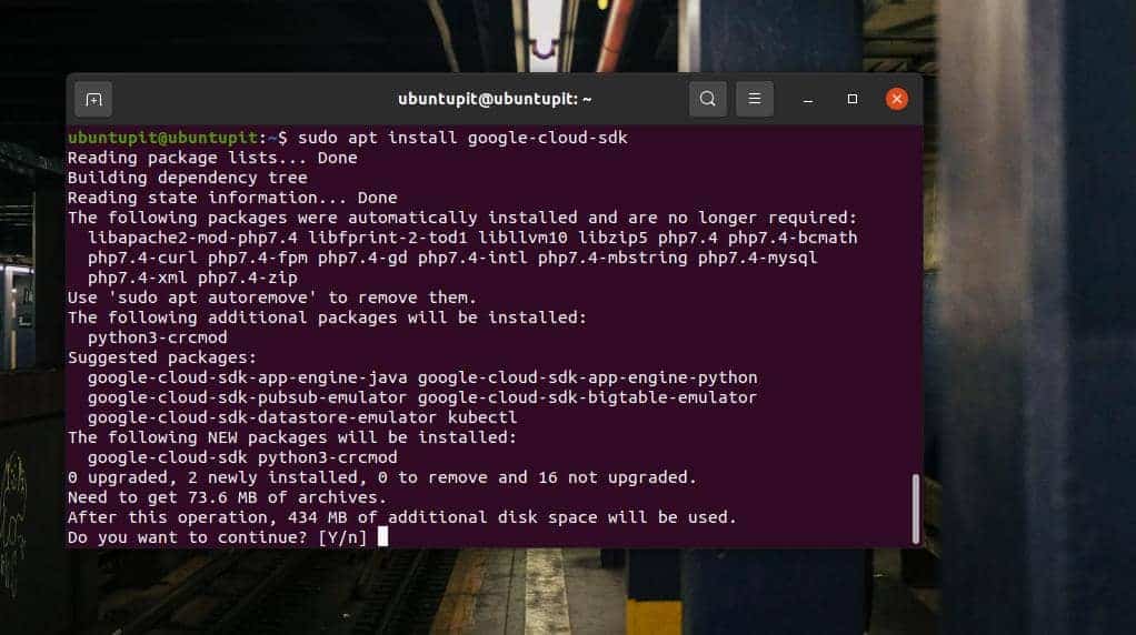 install Google sdk on Ubuntu