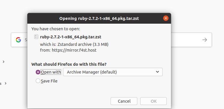 ruby zst package for arch