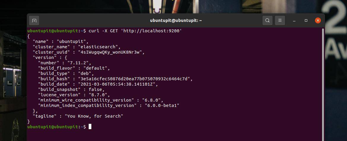 test cURL elasticsearch on Ubuntu