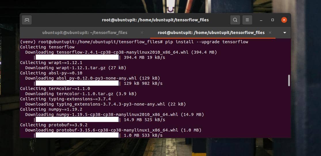upgrade and install TensorFlow machine learning system on Ubuntu
