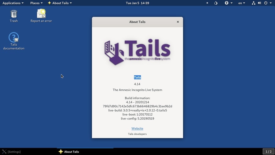 Tails OS based on LinuxTor browser