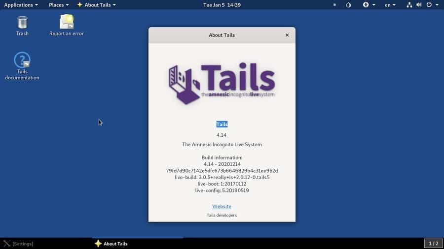 Tails OS based on LinuxTor browser