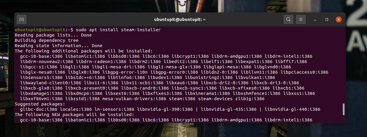 install Steam insatller on Ubuntu
