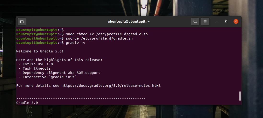 load env and check gradle version on Ubuntu