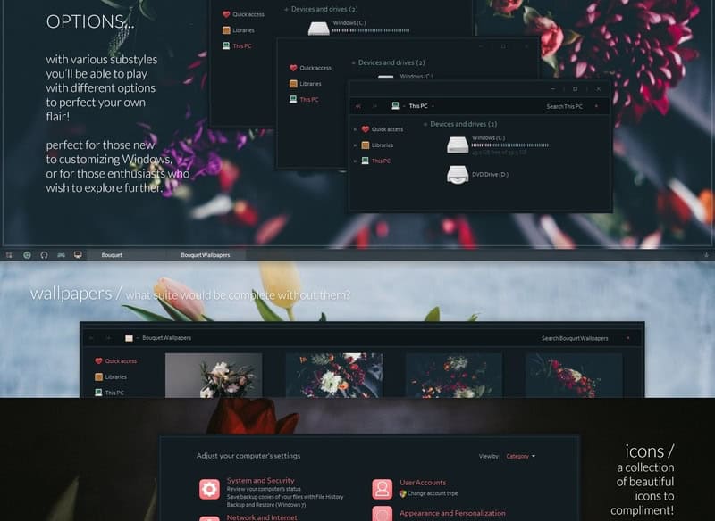 bouquet - Windows dark theme