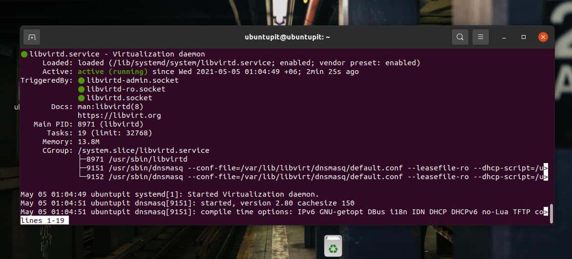 virtualization status KVM on ubuntu