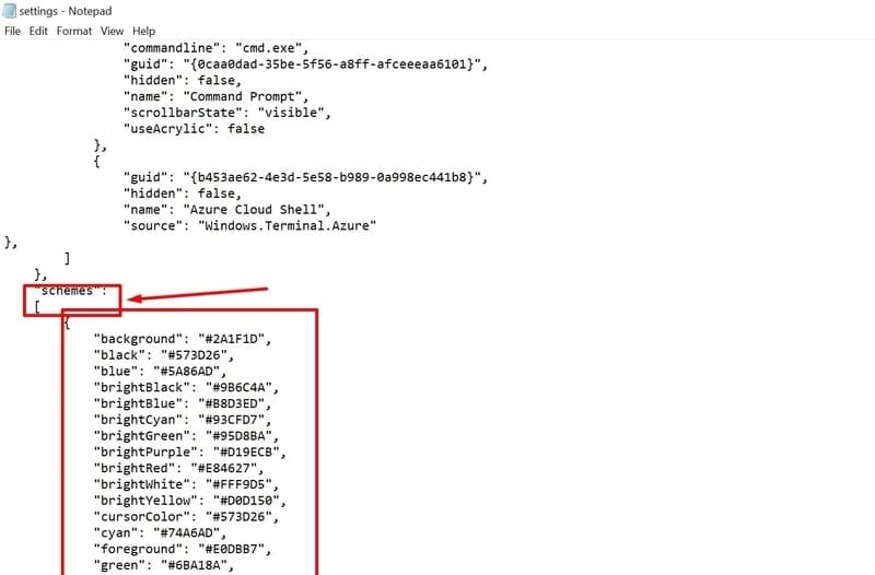 apply terminal theme using json - Windows Terminal themes