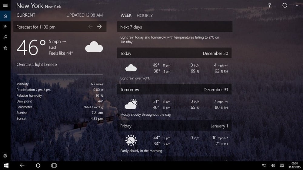 Forecast Weather app for windows 10