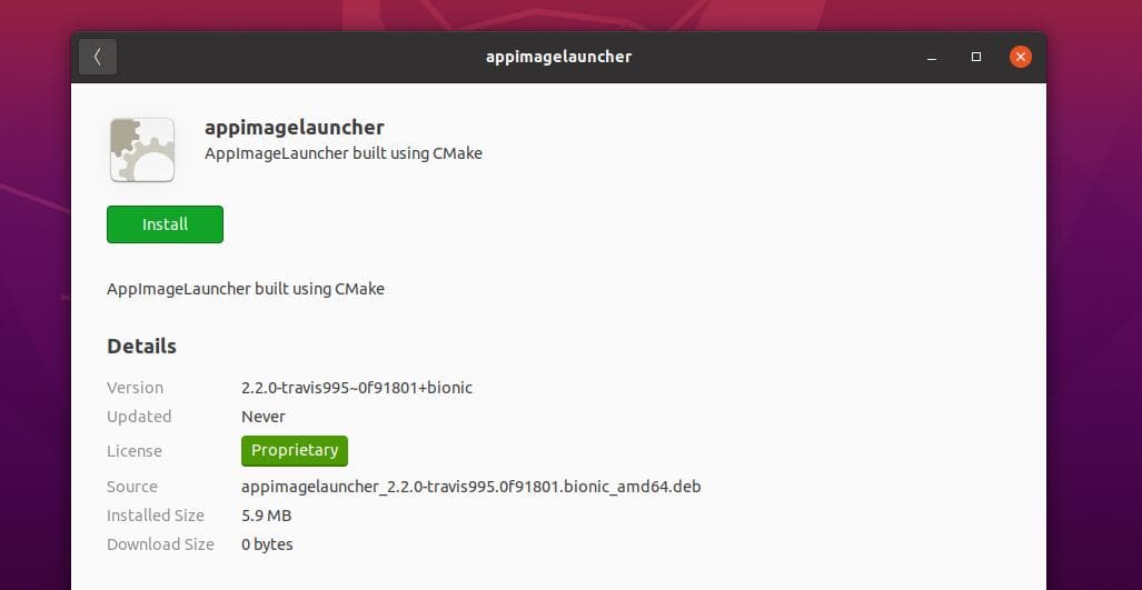 AppImageLauncher built using CMake