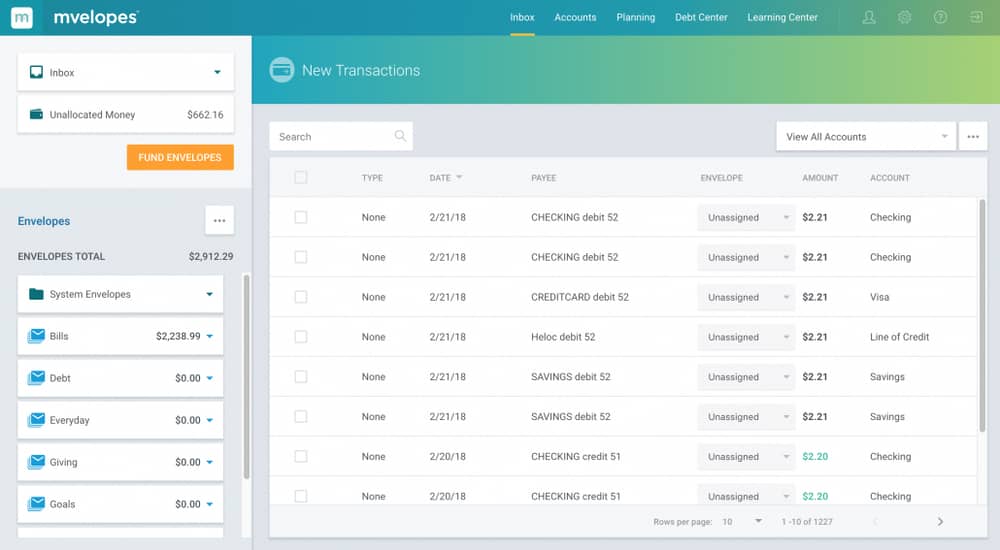 Mvelopes money management software