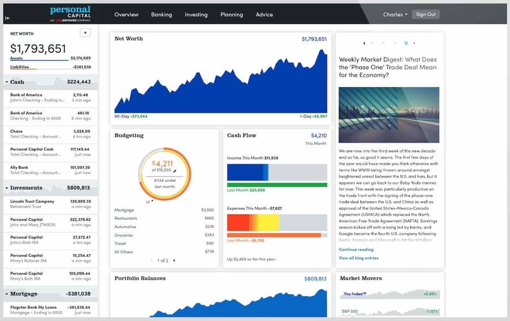 Personal Capital financial management software