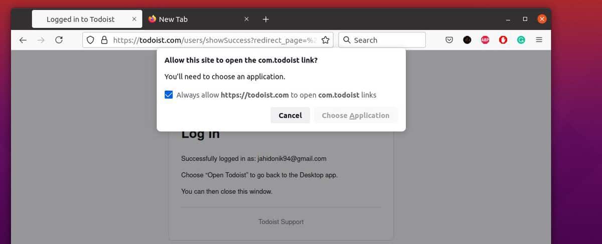 allow popup for todolist in Ubuntu