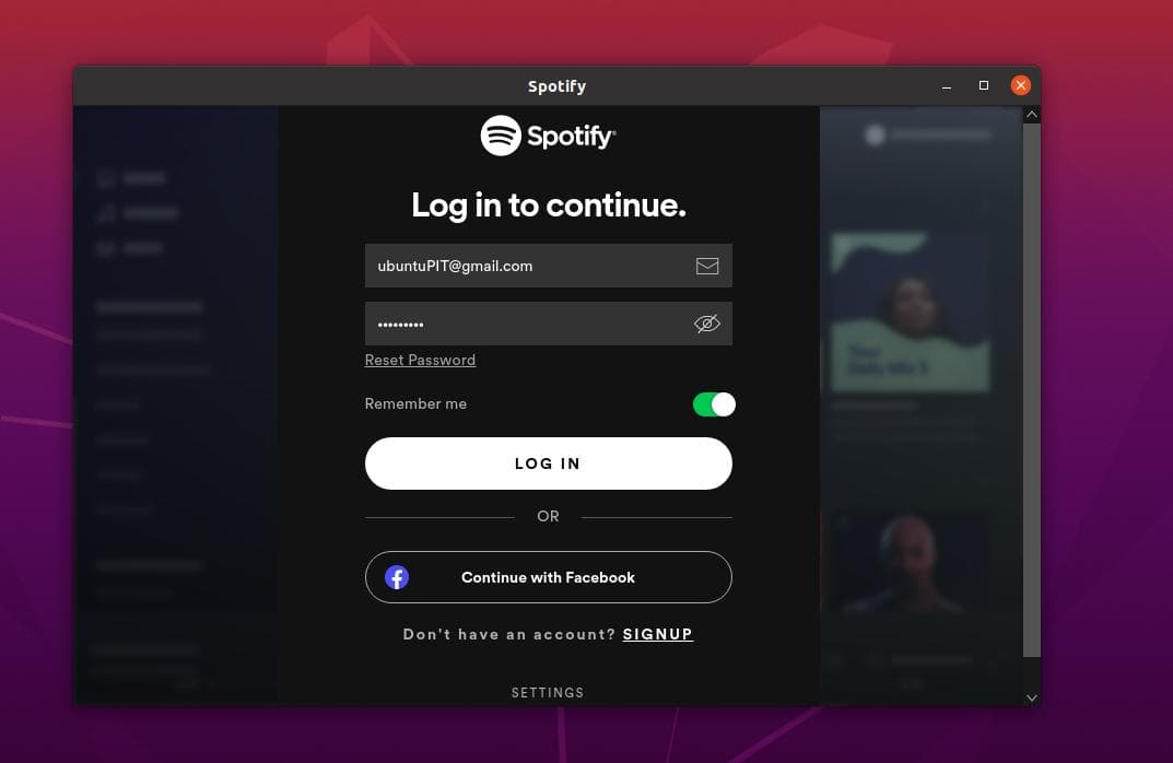 login to continue on spotify on linux