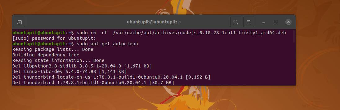 nodejs_ rm rf on ubuntu