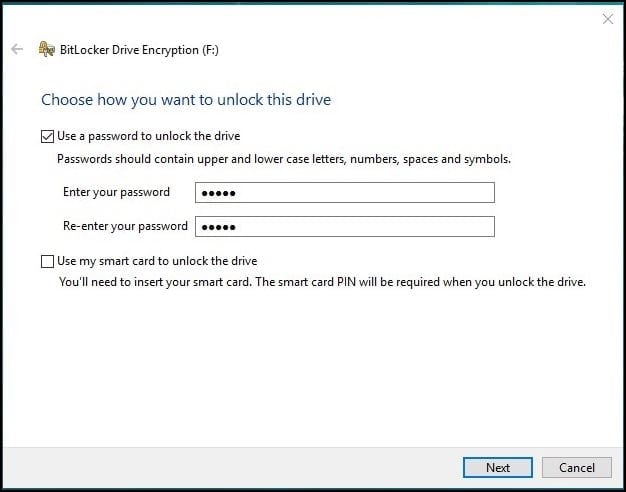 BitLocker Disk Encryption Turn on