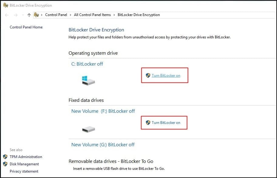 Disk Encryption by BitLocker