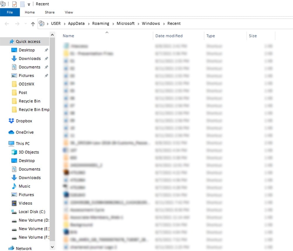 How to remove recent files from File explorer