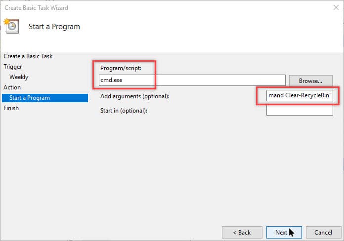 Step 6 Schedule Windows 10 to Empty Recycle Bin