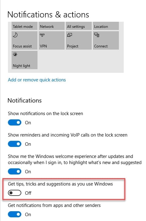 Turn off tips tricks