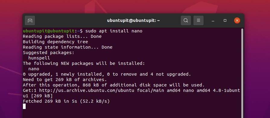 install nano on Ubuntu Linux
