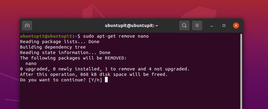 remove nano on Linux