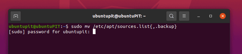 sudo mv /etc/apt/sources.list{,.backup}-W: Some index files failed to download