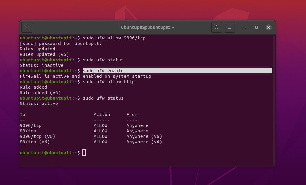 ufw firewall on ubuntu