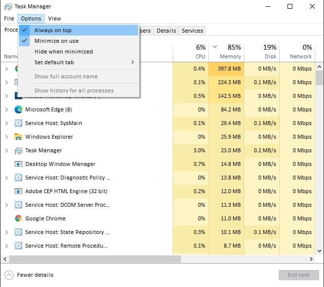 Adjust Task Manager Option 