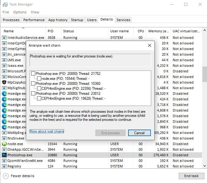 Analyze wait chain