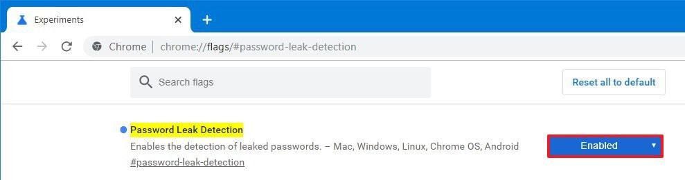 Password Leak Detection Chrome Flag