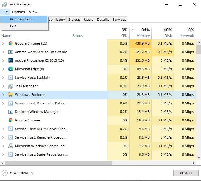 Run Dialog Box Windows Task Manager Tricks