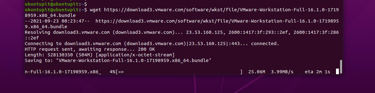 download wget vmware on Linux