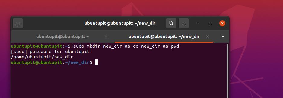 make directory and PWD multiple command a t time on linux