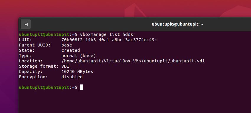 vboxmanage list hdds